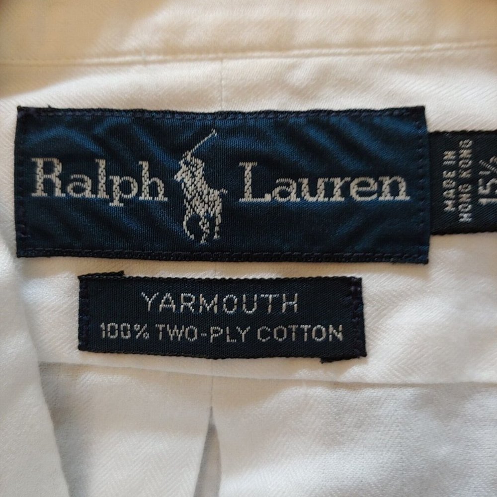 Lauren Ralph Lauren blue label white Yardmouth button shirt size 151/2 32/33 - Picture 12 of 12